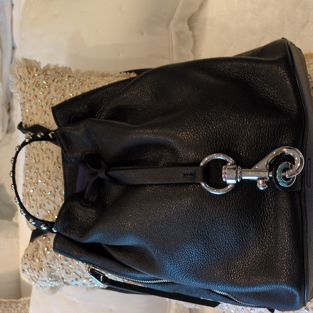 Rebecca Minkoff Blythe Black Studded Drawstring Backpack. Brand New